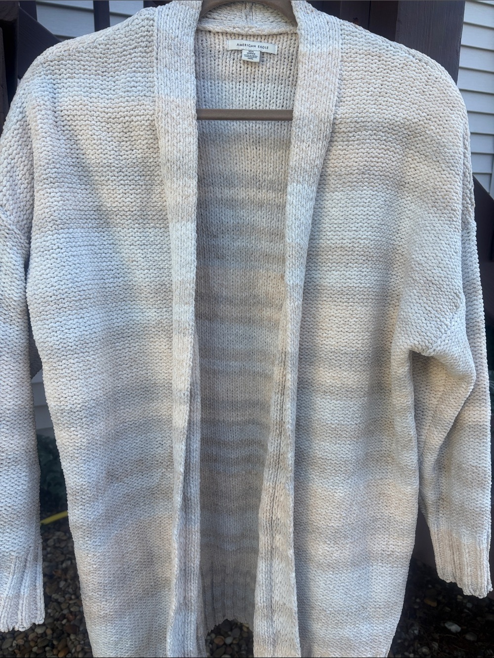 American Eagle Outfitters Neutral Cream Open-Front Knit Cardigan Women’s XS
